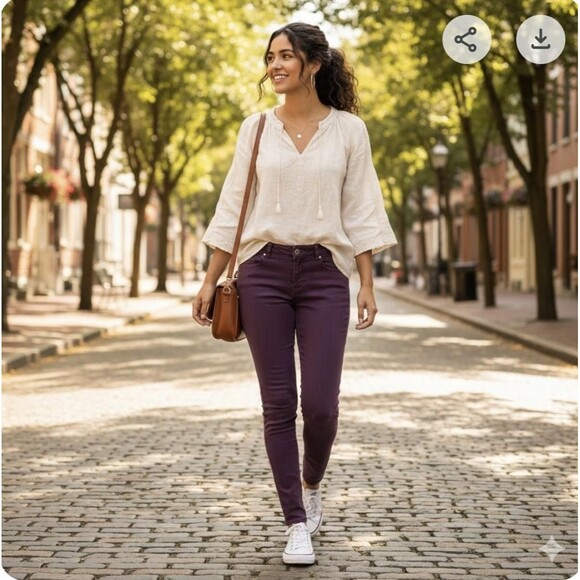 Maurices Jeans Womens Small Purple Skinny Stretch Pants Mid Rise Plum Jeggings - Picture 12 of 12